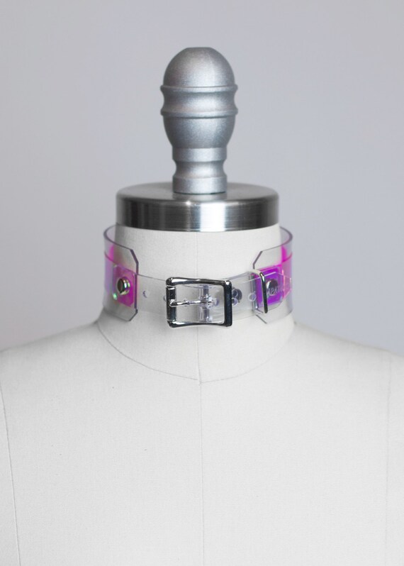Pink Holographic O-ring Collar: Iridescent PVC Choker - Etsy