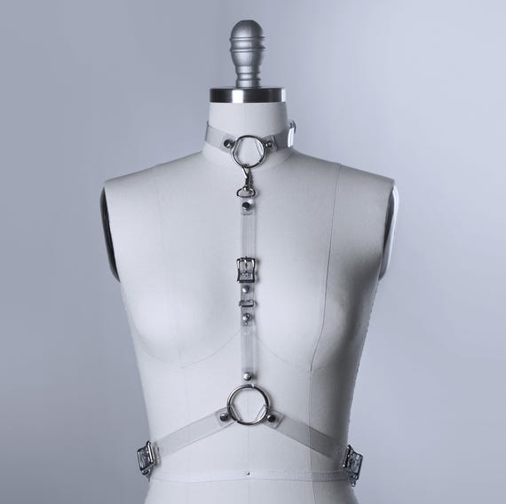 SVELTE HARNESS - Skinny Gothic Harness Belt - Clear PVC Vinyl - Collar Choker - Minimal Style - Nugoth - Alternative Fashion - Vegan Leather