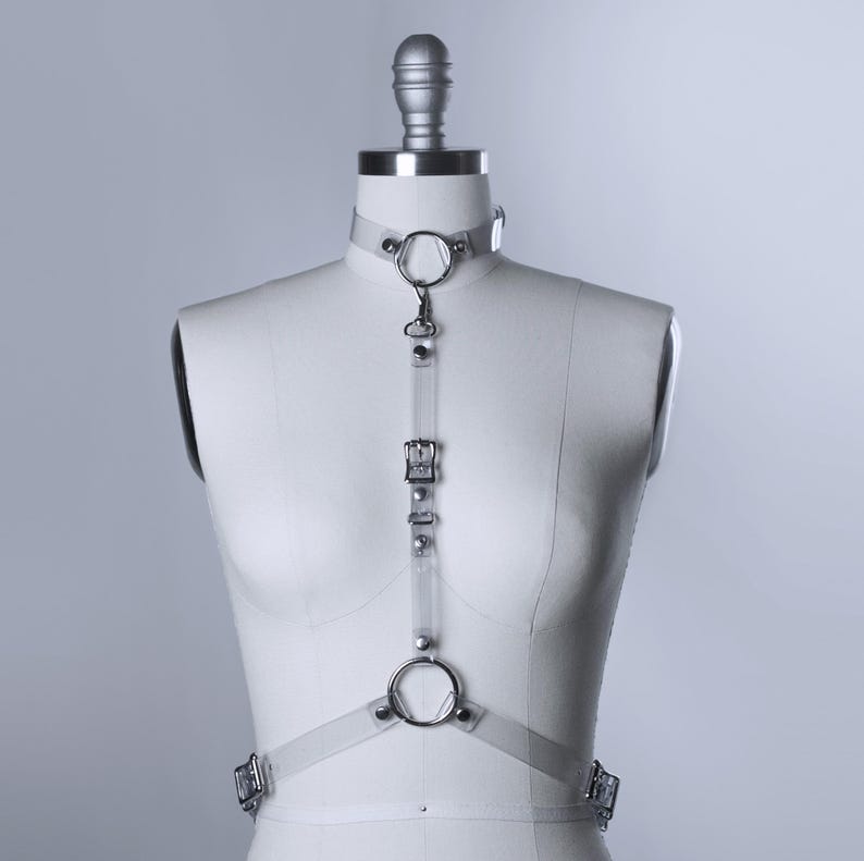 ARNÉS ESBELTO - Cinturón de arnés gótico fino - Vinilo PVC transparente - Gargantilla - Estilo minimalista - Nugoth - Moda alternativa - Cuero vegano imagen 1