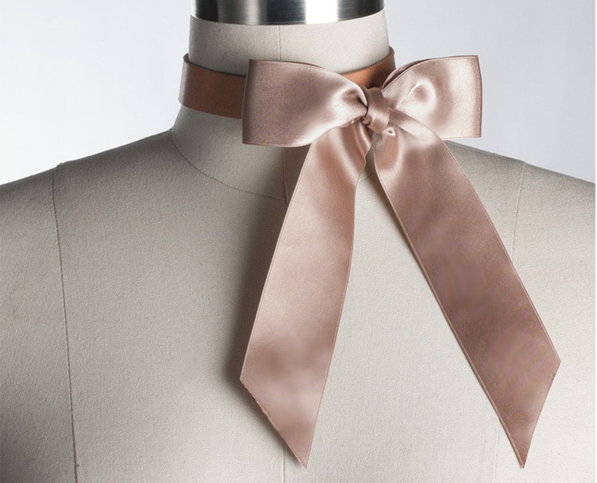 Ribbon Bow Choker - Satin Ribbon Bow Collar - Leather or Pvc Vinyl