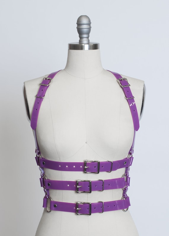 Dolls Kill Spiked Purple Harness Belt Size M NWT Vegan Leather Strappy Star Studded Rose Leg Harness - Purple  main image 2