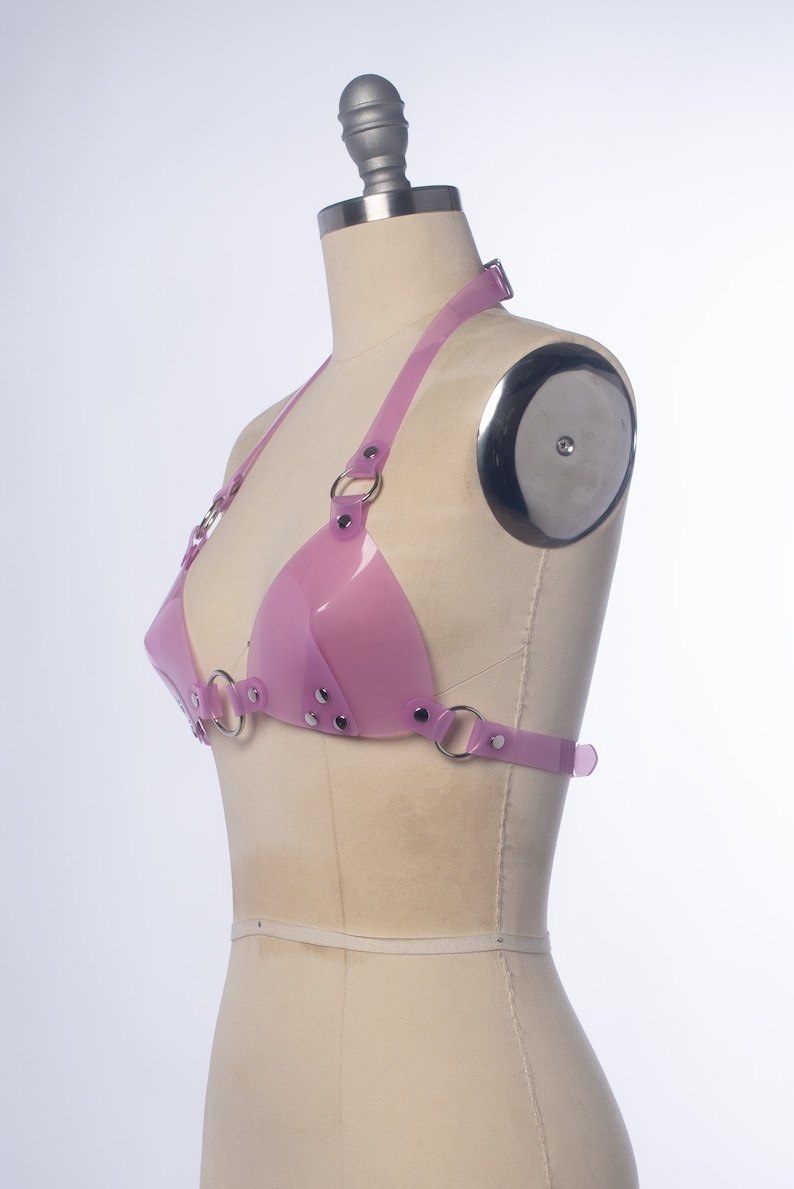 Pastel Harness Bra, Pink Pvc Halter Top, Blush Pink, Lavender Vinyl ...