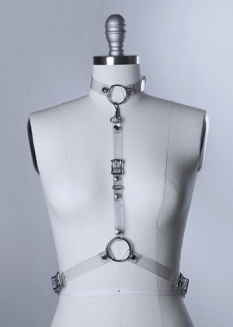 ARNÉS ESBELTO - Cinturón de arnés gótico fino - Vinilo PVC transparente - Gargantilla - Estilo minimalista - Nugoth - Moda alternativa - Cuero vegano imagen 2