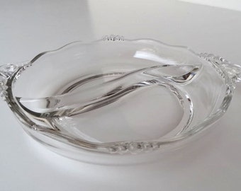 Vintage Clear Glass Divided Serving Bowl