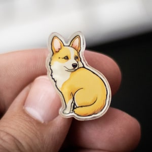 Corgi Acrylic Pin with Rubber Backing | Mini Acrylic Pin Badge | Lapel Pin