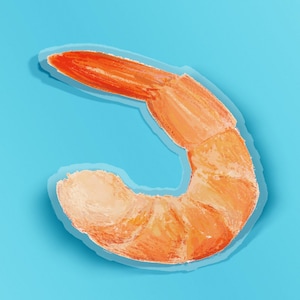 Cute Shrimp Sticker - 3x2.3 Inch, Vinyl Decal, Perfect for Laptops and Water Bottles
