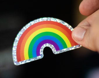 Colorful Holographic Pride Vinyl Sticker - Waterproof LGBT Laptop Decal