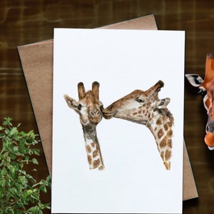 Giraffe Kiss Greeting Card for Him Her I Love You Birthday Anniversary Boyfriend Girlfriend Husband Wife Couple Wedding, Mother's Day