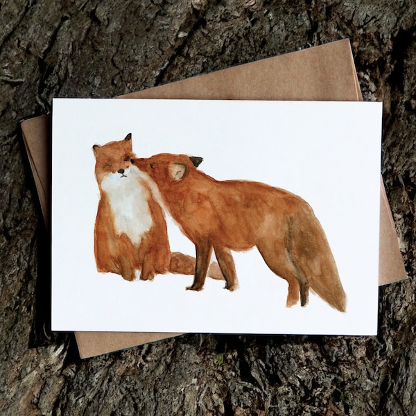 Fox Love Greeting Card for Him Her I Love You Birthday Anniversary Boyfriend Girlfriend Husband Wife, You're My Boo