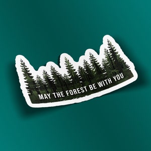 Adesivo à prova d'água com citação da natureza, decalque positivo para laptop de floresta, árvores de tipografia fofas e divertidas