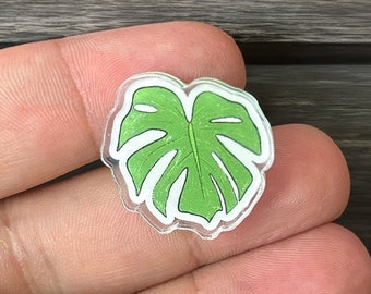 Monstera Leaf Acrylic Pin - Delicate Botanical Accessory, Plant Lover's Lapel Pin