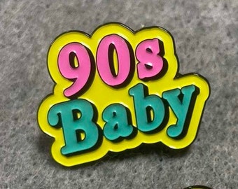 90s Baby Enamel Pin - Neon Pink, Teal, and Yellow, Retro 1990s Fashion Accessory