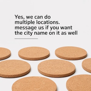 Personalized Map Cork Coasters - Engraved Street & City Map, Set of 4, Custom Coaster Gift image 2