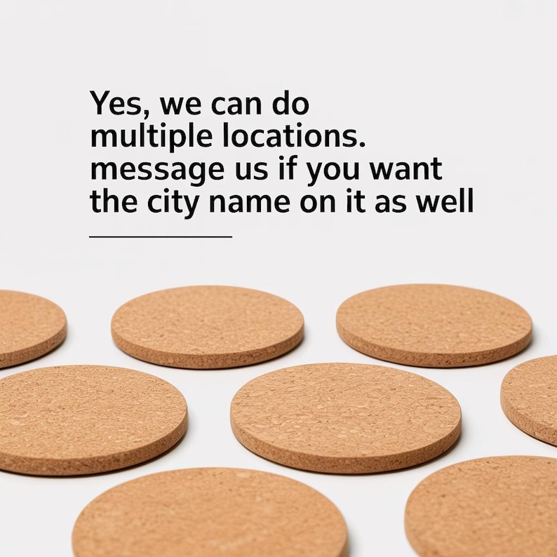 Personalized Map Cork Coasters - Engraved Street & City Map, Set of 4, Custom Coaster Gift image 2