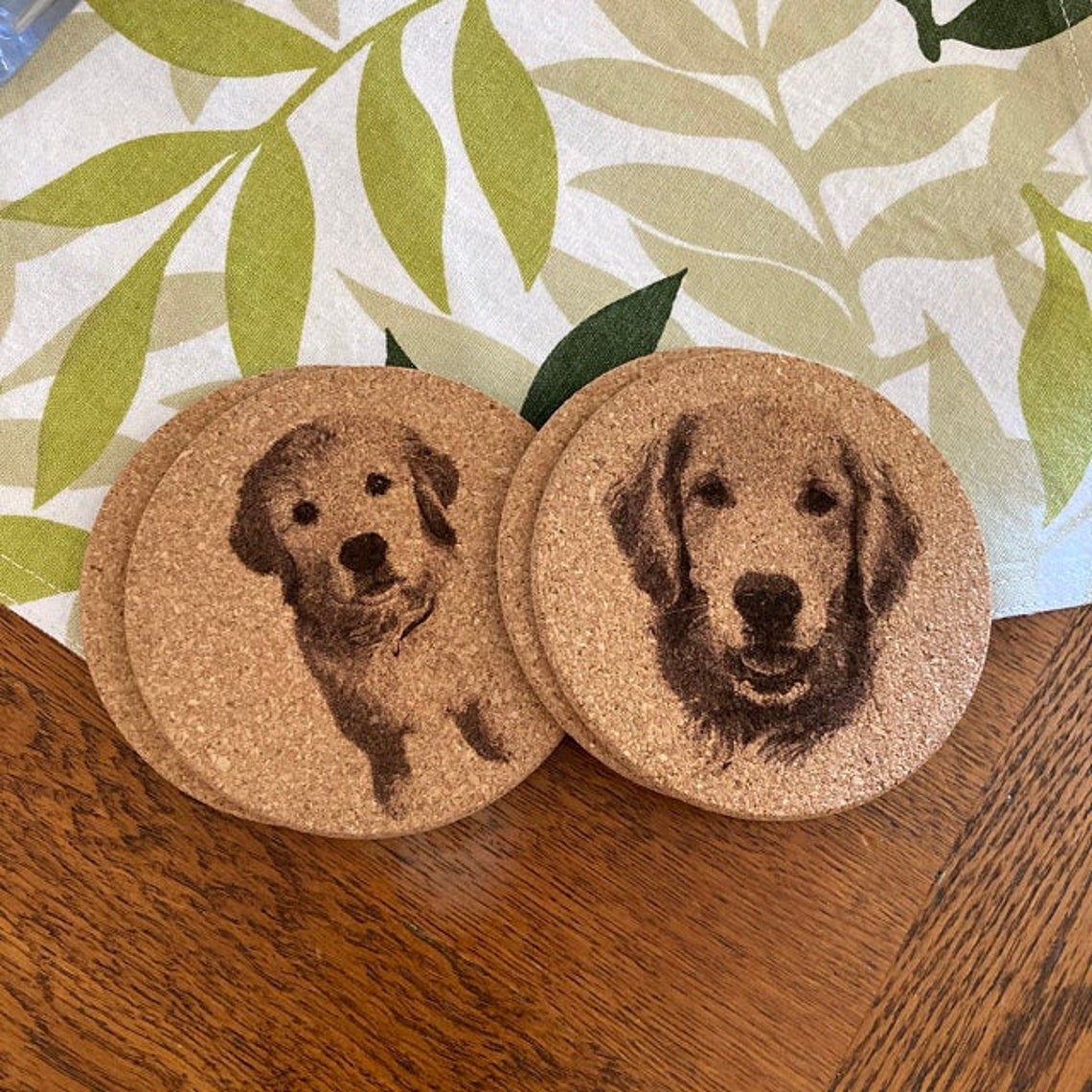 Custom Pet Coasters Personalized Dog Portrait Coasters Set Etsy