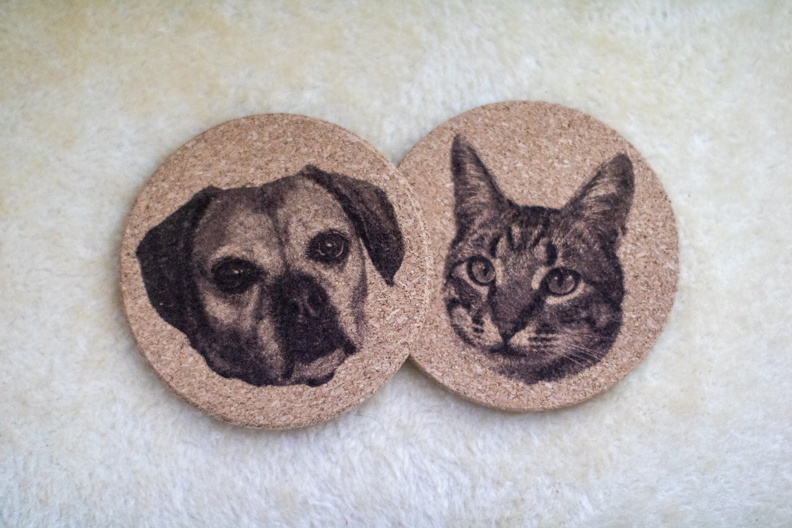 Custom Pet Coasters Personalized Dog Portrait Coasters Set Etsy