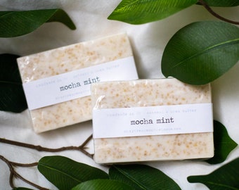 Mocha Mint Soap | All Natural Shea Butter and Oatmeal Soap | Handmade Soap Bar