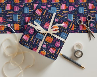 Celebration Doodle Trio Wrapping Paper Set - Birthday-Themed Gift Wrap Sheets