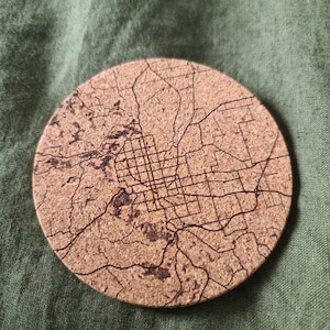 Personalized Map Cork Coasters Engraved Street & City Map, Set of 4, Custom Coaster Gift image 6