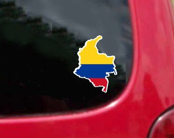 2 Pieces Colombia Outline Map Flag Vinyl Decals Stickers Full Color/Weather Proof. U.S.A Free Shipping