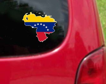 2 Pieces Venezuela Outline Map Flag Vinyl Decals Stickers Full Color/Weather Proof. U.S.A Free Shipping