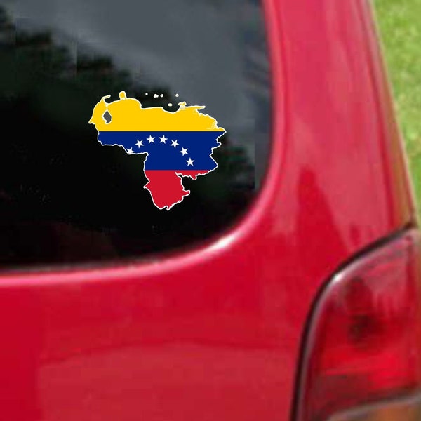 2 Pieces Venezuela Outline Map Flag Vinyl Decals Stickers Full Color/Weather Proof. U.S.A Free Shipping