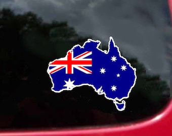 Australia Map Flag Vinyl Decals - Weatherproof Stickers (2 Pieces)
