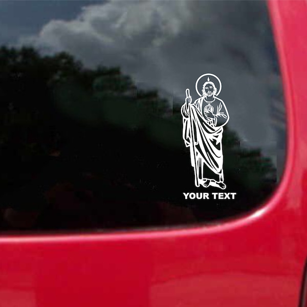 Set (2 Pieces)  Saint Jude Thaddeus San Judas Tadeo  Sticker Decals 20 Colors To Choose From.  U.S.A Free Shipping