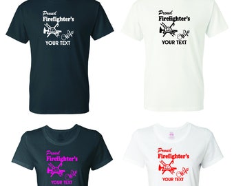 Trots Brandweerman vrouw T-shirt met aangepaste text(optional)