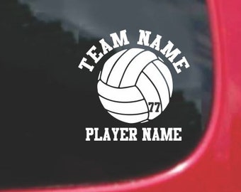 Set Volleyball  Sports Decals with custom text Fundraising  20 Colors To Choose From.  U.S.A Free Shipping