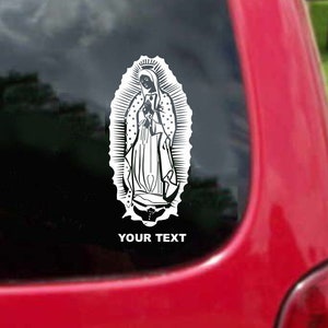 Set (2 piezas) Calcomanías adhesivas de Nuestra Señora de Guadalupe 20 colores Texto personalizado gratis Envío gratis