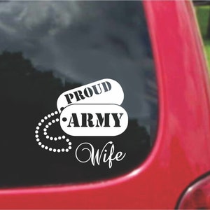 Set (2 Pieces)  Proud Army Wife Sticker Decals 20 Colors To Choose From.  U.S.A Free Shipping