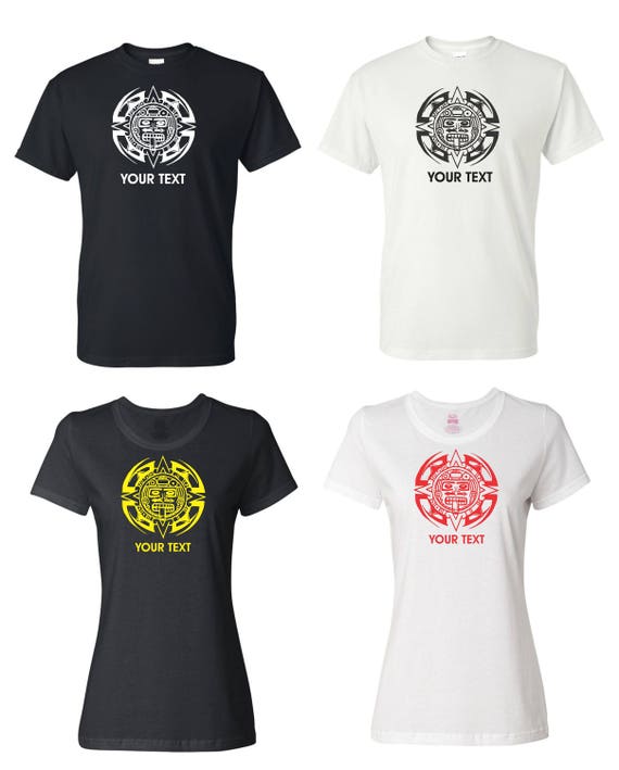 Tribal Aztec Calendar T-shirt Tshirt With Custom Textoptional - Etsy Hong  Kong