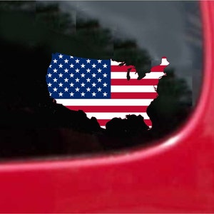 2 Pieces United States USA Outline Map Flag Vinyl Decals Stickers Full Color/Weather Proof. U.S.A Free Shipping image 1