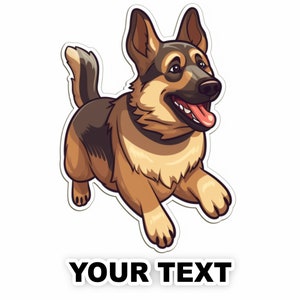 Set of 2 German Shepherd Dog Decal Stickers with Free Custom Text - Full Color and Weatherproof. U.S.A Free Shipping