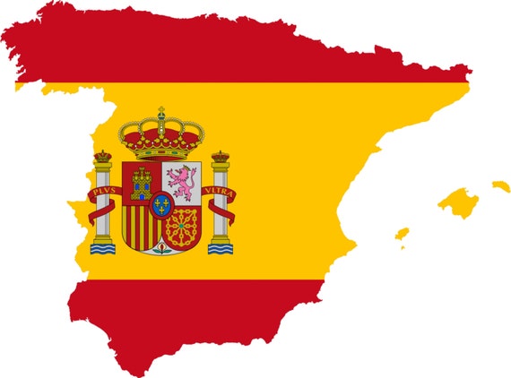 2 Piezas España Esquema Mapa Bandera Vinilo Calcomanías Pegatinas a todo  color/Intemperie. U.S.A Envío Gratis