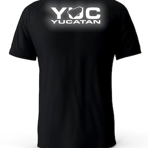 Yucatan Mexico  Reflective Logo Black T-Shirt playera