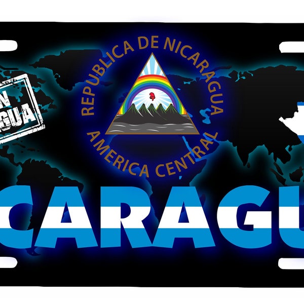 Nicaragua Aluminum License Plate Placa  6" x 12"