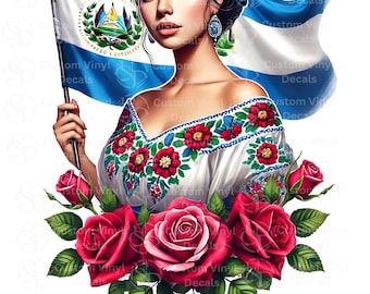 Salvadoran Woman Pride | El Salvador PNG JPG | Instant Digital Download