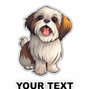 Set of 2 Shih Tzu Dog Decal Stickers with Free Custom Text - Full Color and Weatherproof. U.S.A Free Shipping