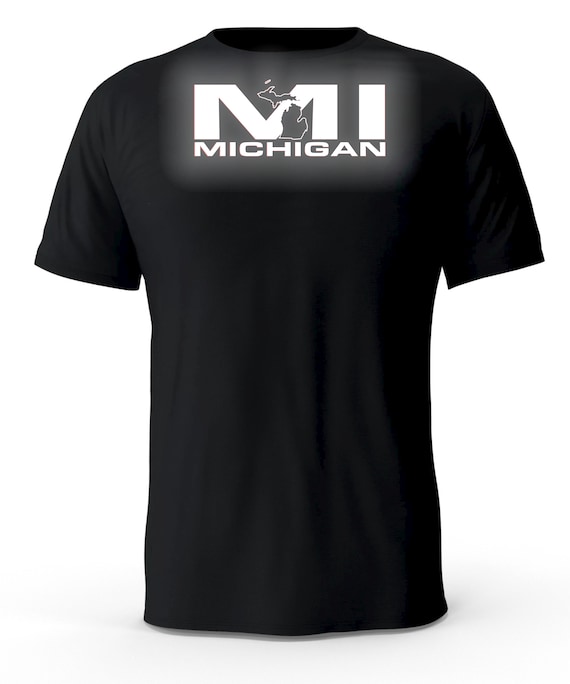 Michigan MI State Reflective Logo Black T-shirt - Etsy Canada