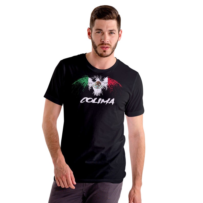 Colima Mexico Eagle Flag Black T-shirt Playera Black T-shirt - Etsy