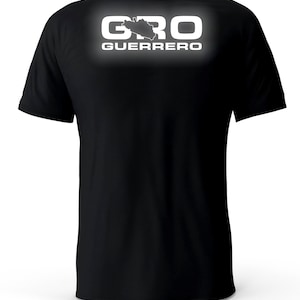 Guerrero Mexico  Reflective Logo Black T-Shirt playera