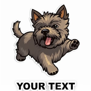 Set van 2 Cairn Terrier Dog Decal Stickers met gratis aangepaste tekst - full colour en weerbestendig. VS gratis verzending
