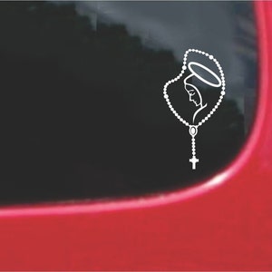 Set (2 stuks) Maagd Maria Rozenkrans Sticker Decals 20 kleuren om uit te kiezen. VS Gratis verzending