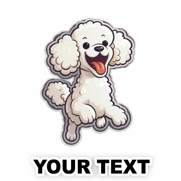 Set of 2 Poodle Dog Decal Stickers with Free Custom Text - Full Color and Weatherproof. U.S.A Free Shipping