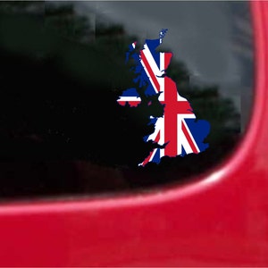 2 Pieces United Kingdom Outline Map Flag Vinyl Decals Stickers Full Color/Weather Proof. U.S.A Free Shipping