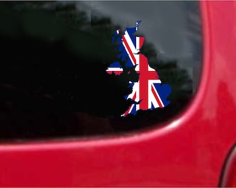 UK Map Flag Decal (2 Pieces) - Weatherproof Vinyl Stickers