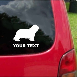 Set (2 Pieces) Bearded Collie Dog  Sticker Decals with custom text 20 Colors To Choose From.  U.S.A Free Shipping