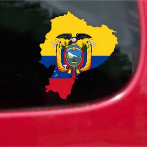 2 Pieces Ecuador Outline Map Flag Vinyl Decals Stickers Full Color/Weather Proof. U.S.A Free Shipping